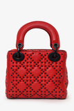 Christian Dior 2018 Red Studded Lambskin Cannage Supple Mini Lady Dior