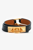 Hermes Black Leather 'Rivale' Double Tour Bracelet