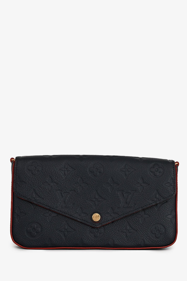 Louis Vuitton 2018 Navy Leather Empriente Monogram Félicie Crossbody with CJ Initials