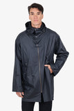 Louis Vuitton Black/Navy Reversible Asymmetrical Zipper Long Windbreaker Size 52 Mens