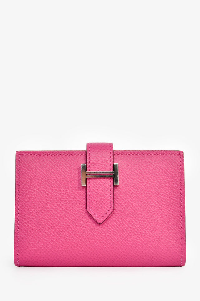 Hermes Magenta Leather Mini 'Bearn' Wallet