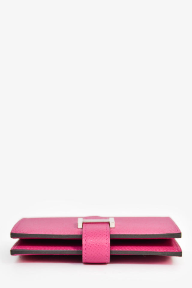 Hermes Magenta Leather Mini 'Bearn' Wallet