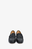 Hermes Black Leather 'Kennedy' Loafers Size 38