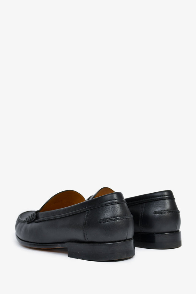 Hermes Black Leather 'Kennedy' Loafers Size 38