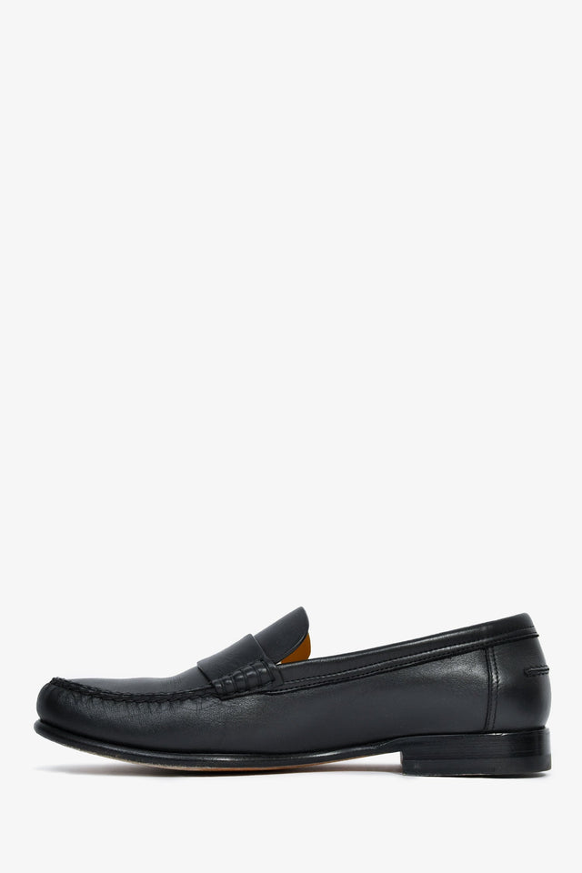 Hermes Black Leather 'Kennedy' Loafers Size 38