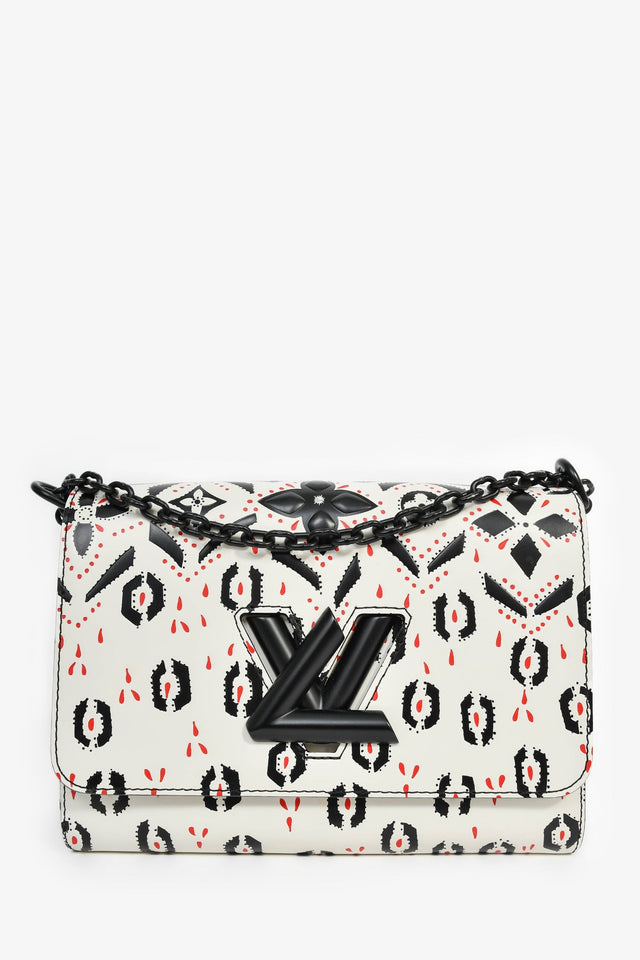 Louis Vuitton 2015 White/Black Graphic Printed Leather Twist MM Chain Bag