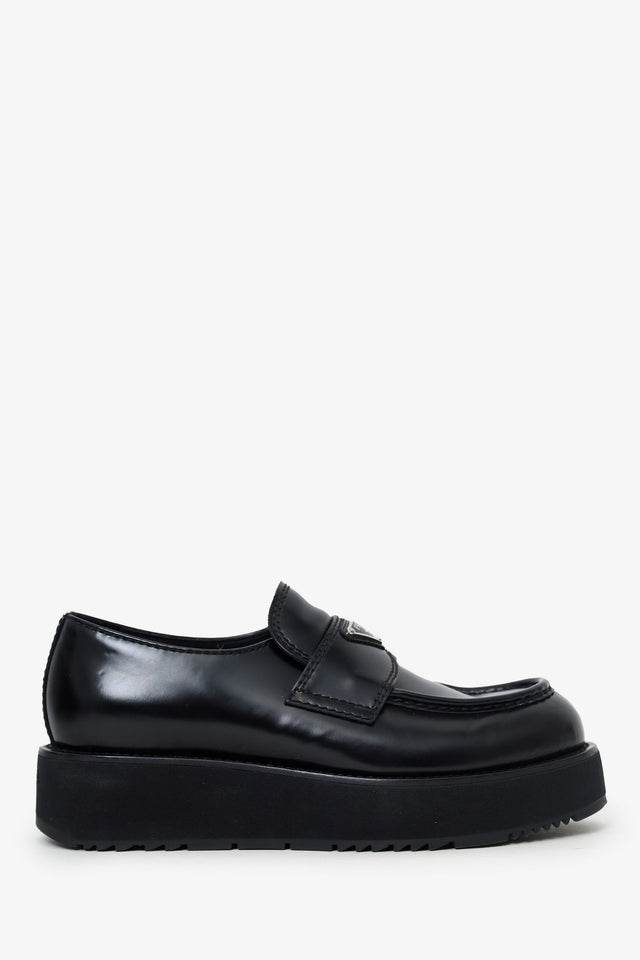 Prada Black Leather Brushed Loafers Size 41