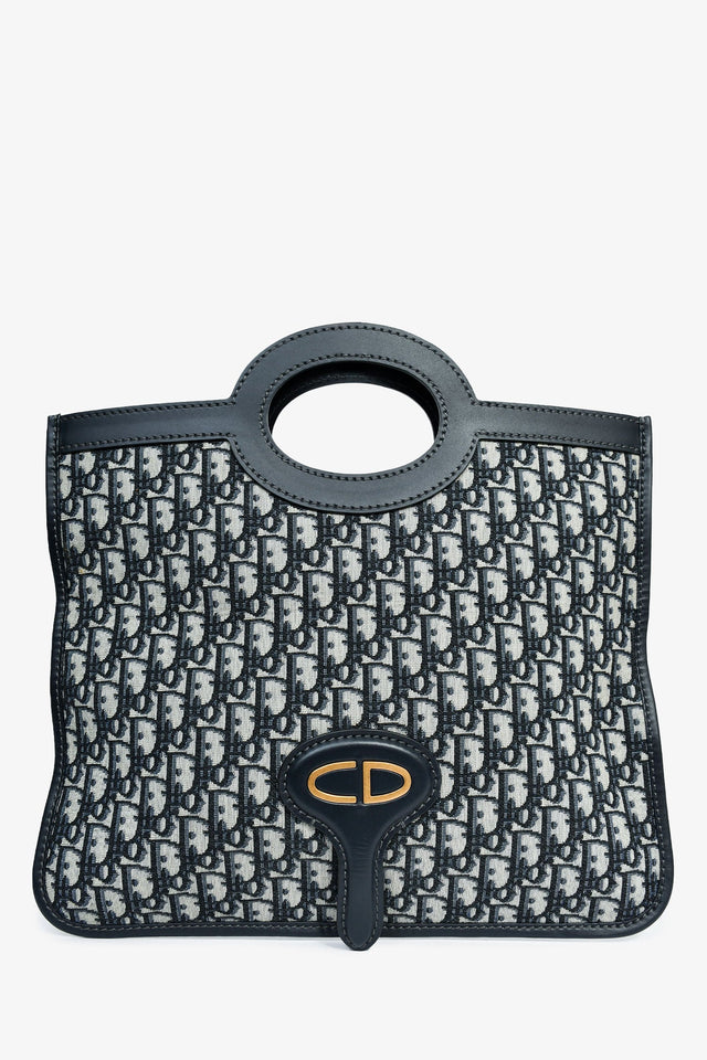 Christian Dior Navy Oblique Jacquard Clutch
