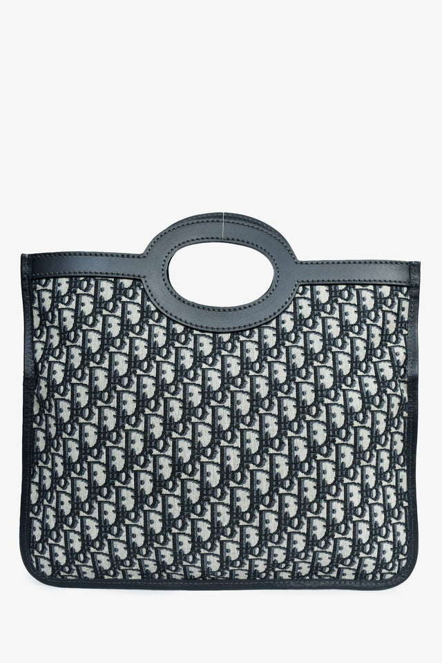 Christian Dior Navy Oblique Jacquard Clutch