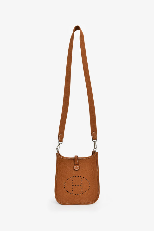 Hermes 2023 Gold Togo Leather Mini Evelyne TPM 16 Crossbody