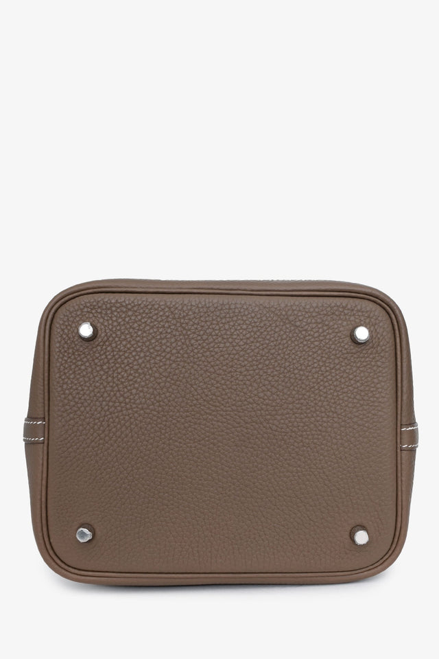 Hermes 2017 Etoupe Clemence Leather Picotin Lock 22 Silver Hardware