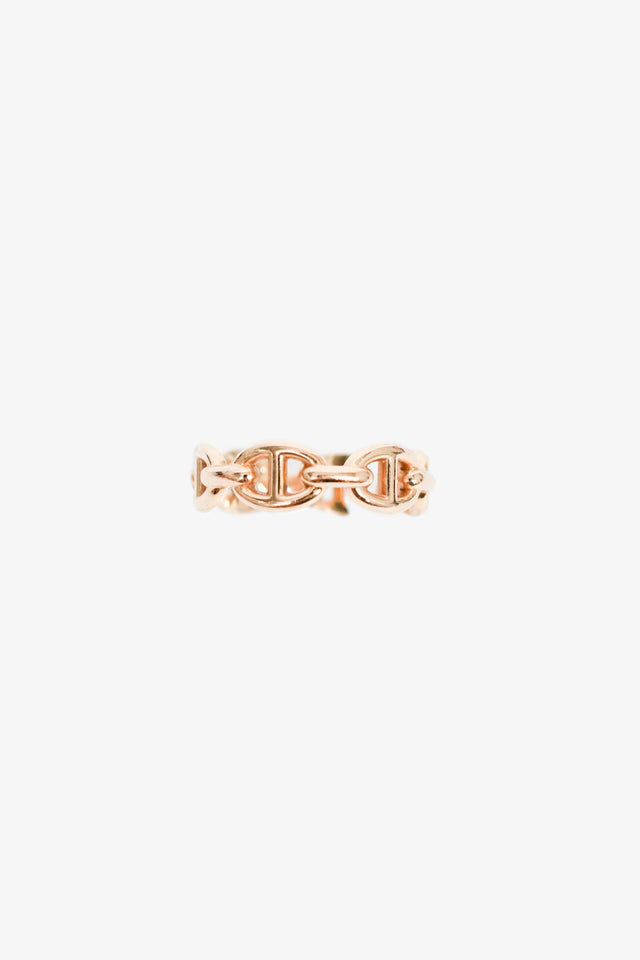 Hermes 18K Rose Gold Small Mode 'Chain d'ancre Enchainee' Ring Size 5