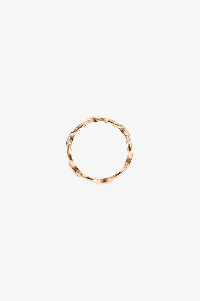Hermes 18K Rose Gold Small Mode 'Chain d'ancre Enchainee' Ring Size 5
