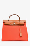 Hermes 2016 Orange Canvas/Tan Leather Herbag 31
