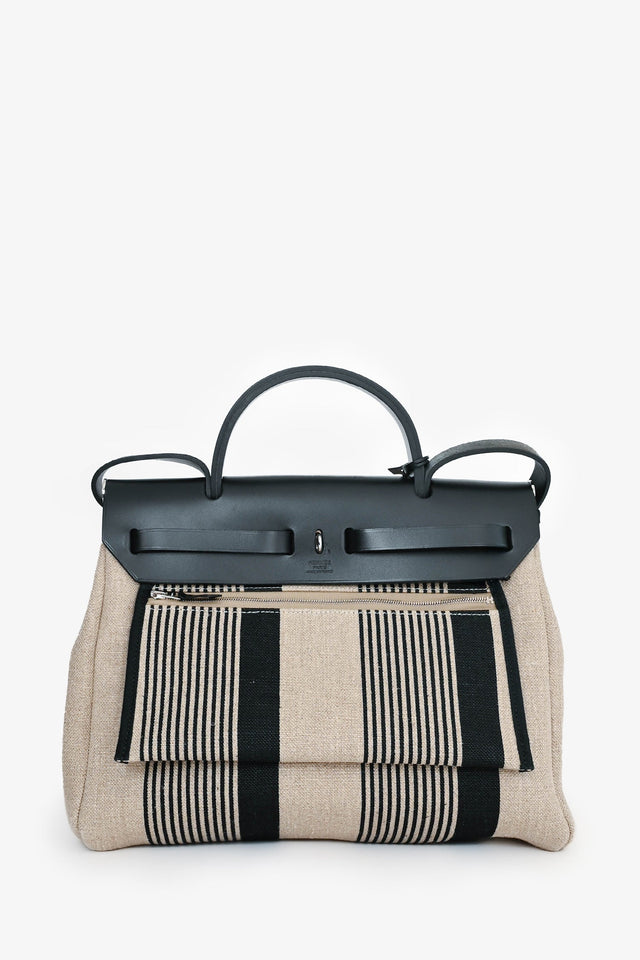 Hermes 2020 Cream/Black Toile H Vibration Herbag Zip 31 With Pouch