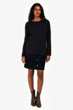 Louis Vuitton Dark Blue Velvet Denim Pattern Buttoned Mini Skirt Size 40