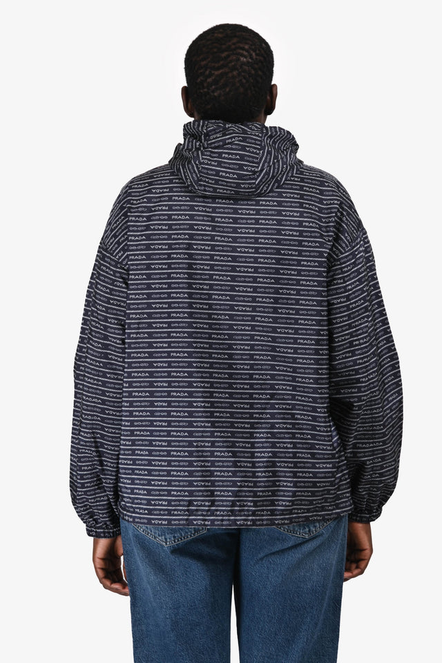Prada Navy Logo Nylon Triangle Windbreaker Jacket Size 40