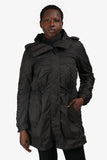 Burberry Black Nylon Cinch Waist Trench Coat Size 10