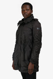 Burberry Black Nylon Cinch Waist Trench Coat Size 10