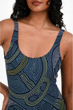 Hermes Blue Patterned One Piece Swimsuit with Pouch Size 34