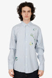 Hermes Blue/White Striped Horsebit Print Long Sleeve Shirt Size 39 Mens