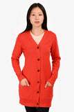 Hermes Red Cashmere Knit Long Buttoned igan Size 34