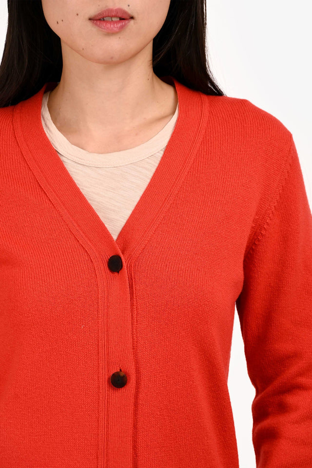 Hermes Red Cashmere Knit Long Buttoned igan Size 34