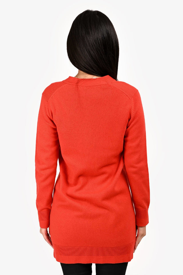 Hermes Red Cashmere Knit Long Buttoned igan Size 34