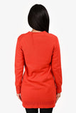 Hermes Red Cashmere Knit Long Buttoned igan Size 34