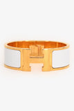 Hermes Gold Toned White Enamel Clic Clac Bracelet