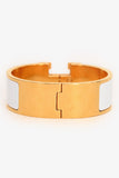 Hermes Gold Toned White Enamel Clic Clac Bracelet
