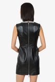 Louis Vuitton Black/Silver Leather Sleeveless Biker Dress Size 36