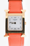 Hermes Orange Leather Heure H Double Tour Watch