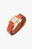 Hermes Orange Leather Heure H Double Tour Watch