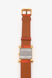 Hermes Orange Leather Heure H Double Tour Watch