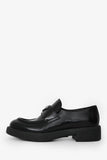 Prada Black Brushed Leather Logo Plaque Loafers Size 39.5