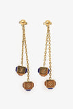 Louis Vuitton Gold Tone/Purple Crystal 'LV' Gamble Drop Earrings