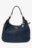 Prada Blue Soft Calf Leather Hobo Bag