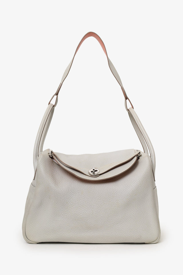 Hermes 2013 Light Grey Clemence Leather Lindy 30