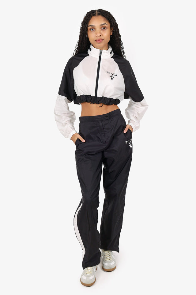 Prada Black Re-Nylon Side-stripe Track Pants Size 42