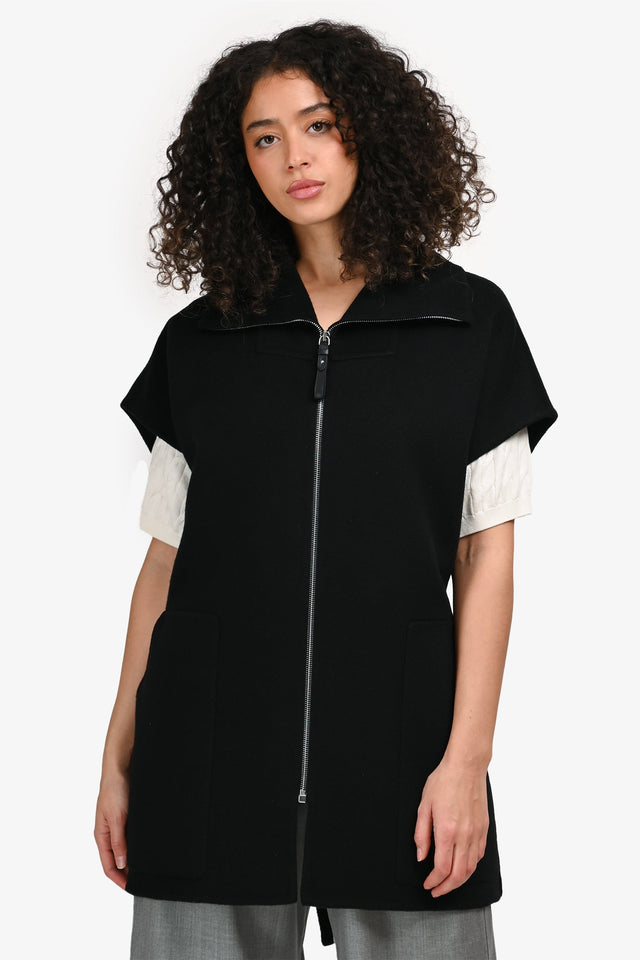 Hermes Black Double Faced Cashmere Zip Up Wrap Vest Size 36