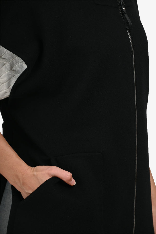 Hermes Black Double Faced Cashmere Zip Up Wrap Vest Size 36