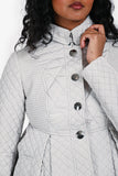 Burberry London Light Grey Quilted Padded Jacket Size 2
