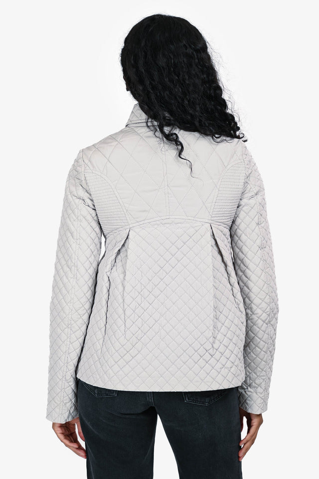 Burberry London Light Grey Quilted Padded Jacket Size 2