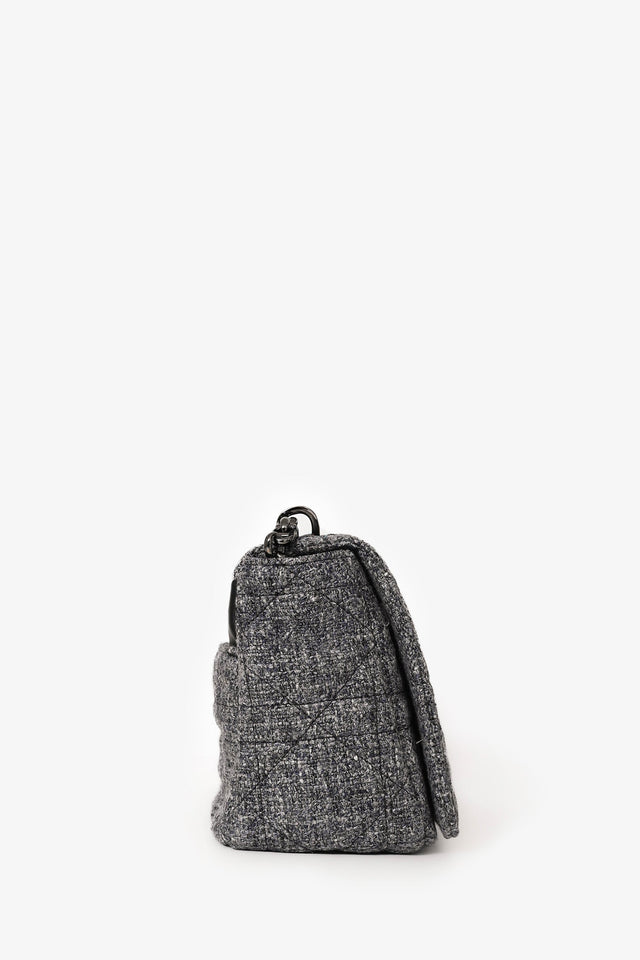 Christian Dior 2022 Grey Tweed Medium Caro Bag