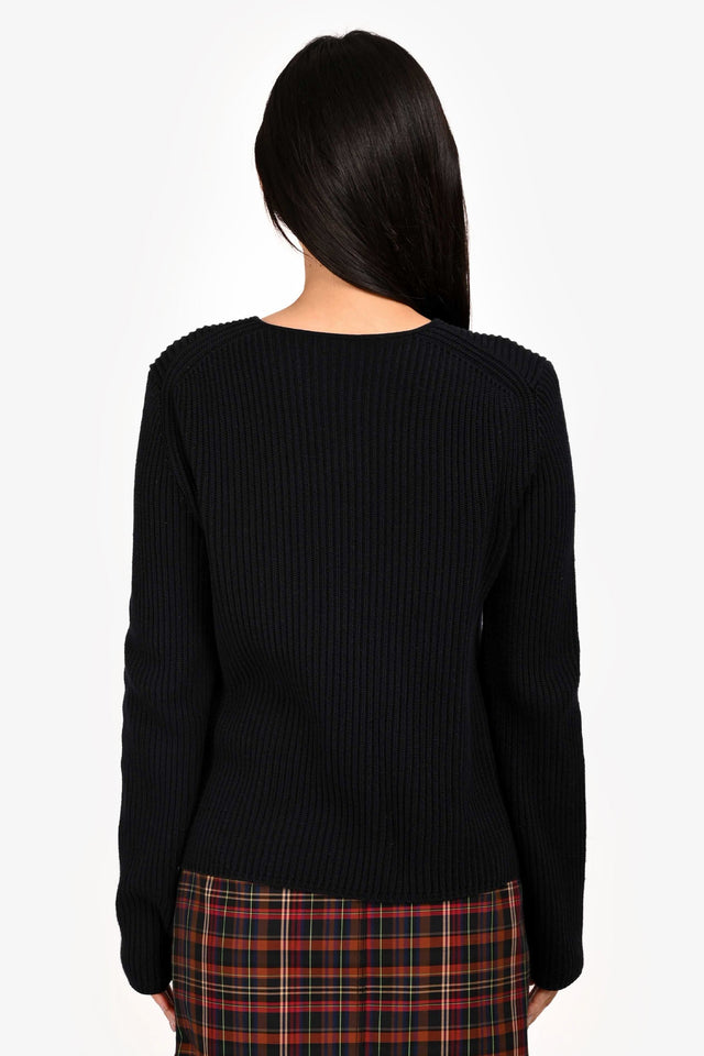 Hermes Navy Cotton Knit Zip Up Sweater Size 36