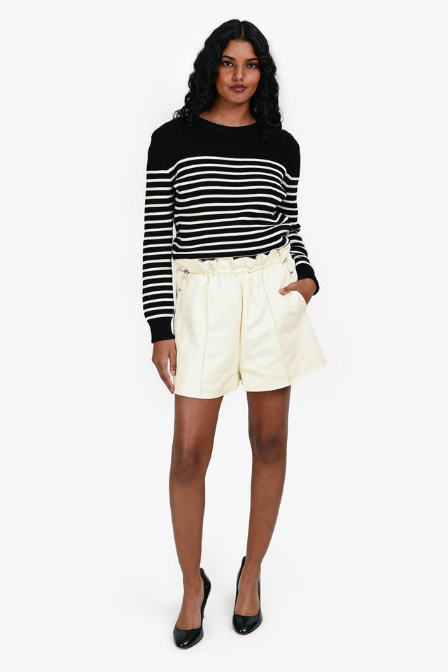 Hermes White Leather Cinched Shorts Size 34