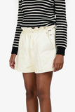 Hermes White Leather Cinched Shorts Size 34