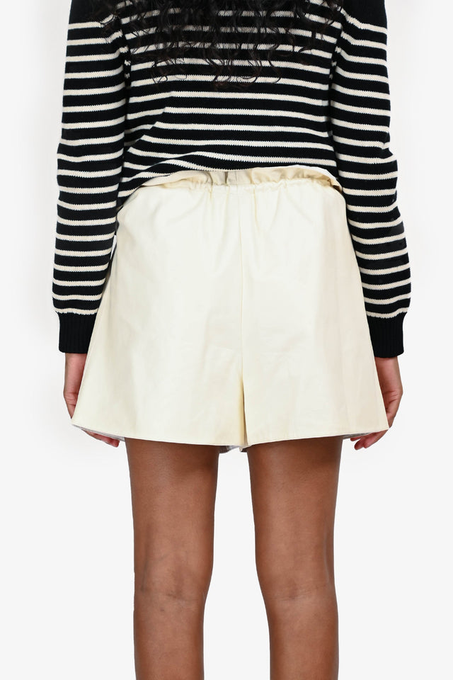 Hermes White Leather Cinched Shorts Size 34