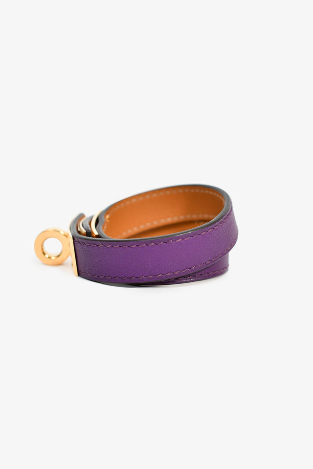 Hermes Purple Leather Double Tour Bracelet